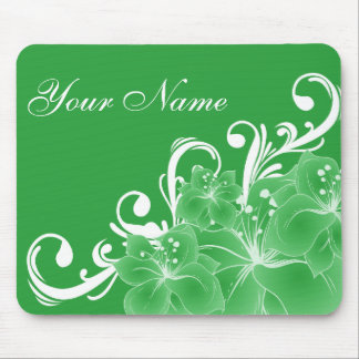 Empfindliche grüne und weiße Blumen Mousepad