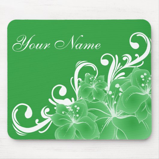 Empfindliche grüne und weiße Blumen Mousepad (Vorne)