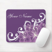 Empfindliche lila und weiße Blumen Mousepad (Mit Mouse)