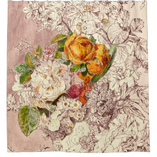 Empfindliche Vintage Rosen-Kunst Duschvorhang