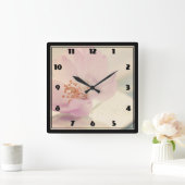 Empfindliche weiche rosa Kirschblüten-Blume Quadratische Wanduhr (Zuhause)