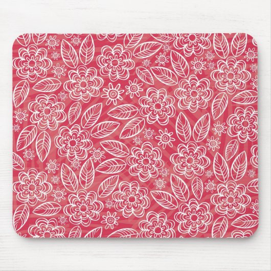 empfindliche weiße Blumen auf Rot Mousepad (Vorne)