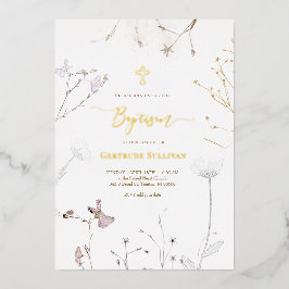 empfindliche Wildblumen Taufe Folieneinladung