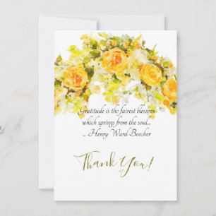Empfindlicher gelber Rosewatercolor-Blumenspray Dankeskarte