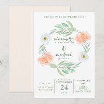 Empfindlicher Pfirsich mit Blumen und Eukalyptus