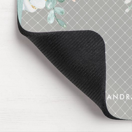 Empfindlicher Pfirsich-und weises Grün-Aquarell Mousepad (Ecke)