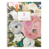 Empfindliches BlumenAquarell mit Monogramm Notizblock (Vorderseite)