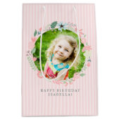 Empfindliches rosa Streifen-kundenspezifisches Mittlere Geschenktüte (Vorderseite)