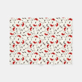 Empfindliches rotes Blumen-Muster Fleecedecke (Vorderseite (Horizontal))