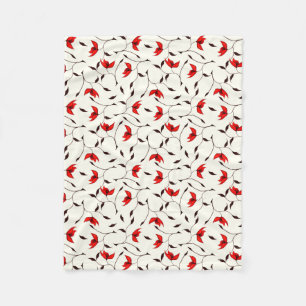 Empfindliches rotes Blumen-Muster Fleecedecke