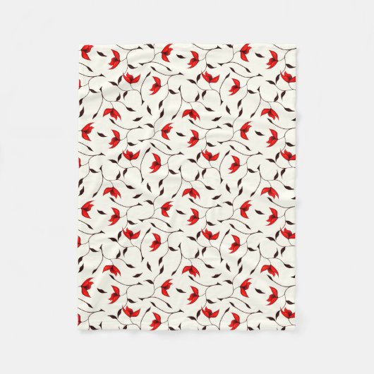 Empfindliches rotes Blumen-Muster Fleecedecke (Vorderseite)