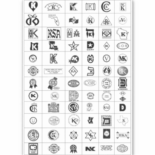 Empfohlene Kosher-Symbole Aufkleber (Vorderseite)