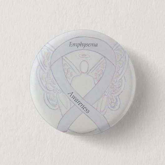 Emphysema Awareness Angel Pearl Ribbon Custom Butt Button (Vorderseite)