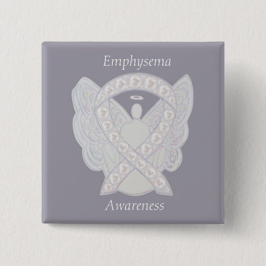 Emphysema Awareness Angel Pearl Ribbon Custom Butt Button (Vorderseite)