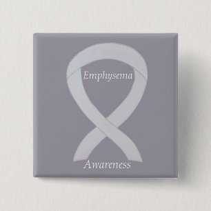 Emphysema Awareness Pearl Ribbon Custom Button