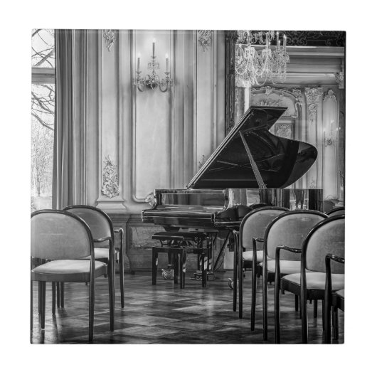 Empire Notes Black and White Music Foto Fliese (Vorderseite)