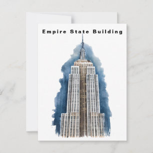 Empire State Building New York Aquarell Postkarte