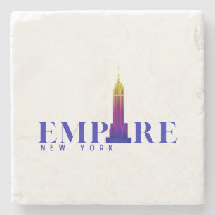 Empire State Building-New York-Vibrantes Blau- Steinuntersetzer