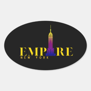 Empire State Building-New York-Vibrantes Gold Ovaler Aufkleber