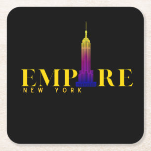 Empire State Building-New York-Vibrantes Gold Rechteckiger Pappuntersetzer