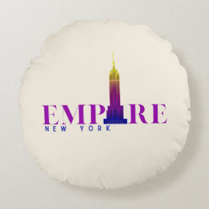 Empire State Building-New York-Vibrantes Lila- Rundes Kissen