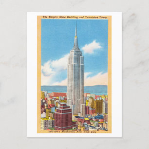 Empire State Building, New York, Vintage Reise Postkarte