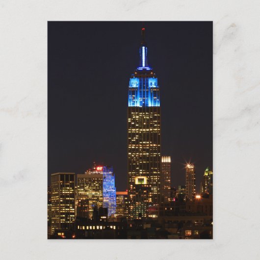 Empire State Gebäude 30 Rock in blue für Autismus  Postkarte (Vorderseite)