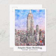 Empire State Gebäude New York Aquarell Sketch