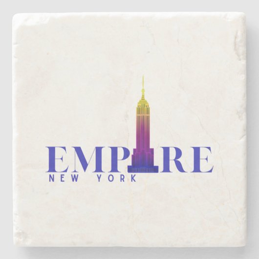 Empire State Gebäude-New York-Vibrant Blue- Steinuntersetzer (Vorderseite)
