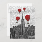 Empire State Gebäude und Red Hot Air Balloons Postkarte (Vorne/Hinten)