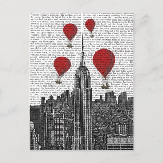 Empire State Gebäude und Red Hot Air Balloons Postkarte (Vorderseite)