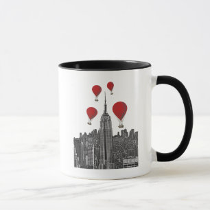 Empire State Gebäude und Red Hot Air Balloons Tasse