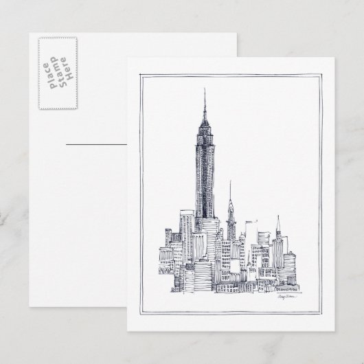 Empire State Postkarte (Vorne/Hinten)