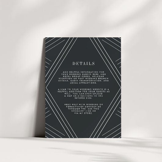 Empire Wedding Guest Details Card | Holzkohle Begleitkarte