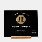 Employee 10 years of service gold seal custom logo acrylschild (Vorderseite)