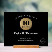 Employee 10 years of service gold seal custom logo acrylschild (Neutral)