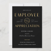 Employee Appreciation Black & Gold Logo Business Einladung (Vorderseite)