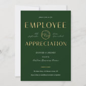 Employee Appreciation Green & Gold Logo Business Einladung (Vorderseite)