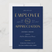 Employee Appreciation Navy & Gold Logo Business Einladung (Vorderseite)