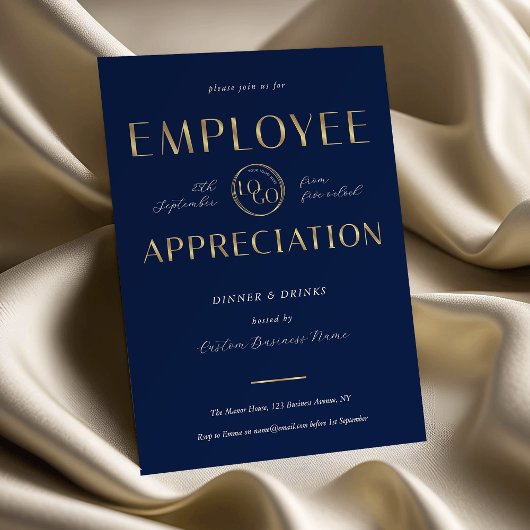 Employee Appreciation Navy & Gold Logo Business Einladung
