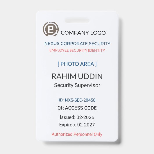 Employee Badge | Security ID – Photo Card Ausweis (Vorderseite)
