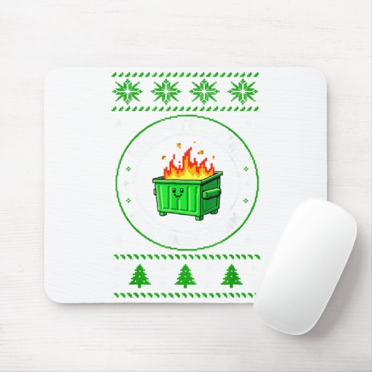 Employee Dumpster Fire Resnse Team Ugly Christmas Mousepad (Mit Mouse)