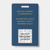 EMPLOYEE FOTO ABZEICHEN QR Code Barcode Blue Gold Ausweis (Back)