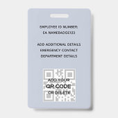 EMPLOYEE FOTO ABZEICHEN QR Code Barcode Eigenschaf Ausweis (Rückseite)