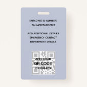 EMPLOYEE FOTO ABZEICHEN QR Code Barcode Eigenschaf Ausweis (Rückseite)
