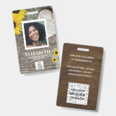 EMPLOYEE FOTO ABZEICHEN QR Code Barcode Sonnenblum Ausweis (Vorder- & Rückseite)