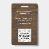 EMPLOYEE FOTO ABZEICHEN QR Code Barcode Sonnenblum Ausweis (Rückseite)