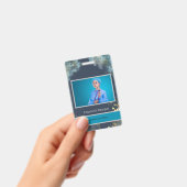 Employee Foto Trendy Boho Blue Ausweis (Handheld)