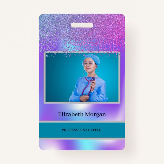 Employee Foto Trendy Diamonds Holographic Ausweis (Vorderseite)
