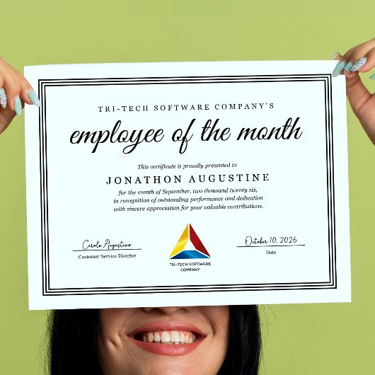 Employee of the Month Certificate Poster